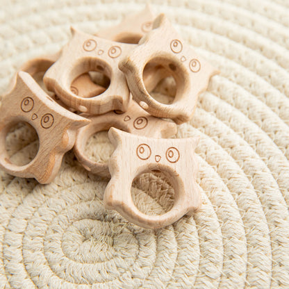 10PC Baby Wooden Teether Animal Beads Beech Rodent Star DIY Pacifier Chain Teething Bracelet Accessories Montessori Newborn Gift