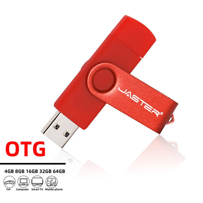 JASTER Rotated Micro usb interface OTG Flash drive pendrive 32GB 16GB 64GB USB Flash Drive for android phone tablet PC notebook