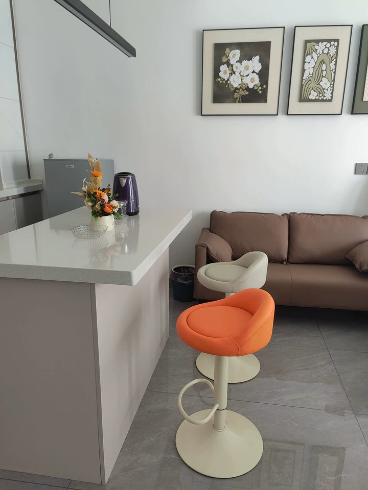 Minimalist Modern Home Elevated Foot Stool Adjustable Backrest Seat Creamy Milk Tea Shop Dining Stool Kitchen Island Seat