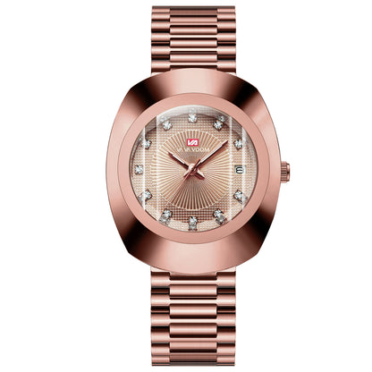 Couple Quartz Watch Yellow Gold Diamond Waterproof Steel Belt Watch