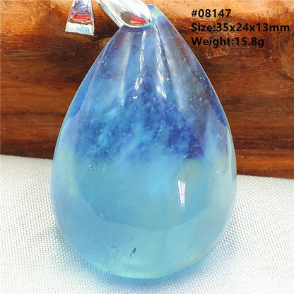 Natural Blue Aquamarine Pendant Clear Water Drop Women Men Brazil Aquamarine Crystal Necklace Jewelry AAAAA