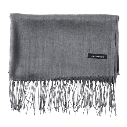 Écharpe tendance pour femme, couleur unie, hijab d'hiver, pompons, long châle, style cachemire, pashmina, bandana