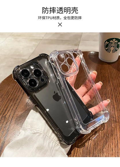 Luxury Clear Shockproof Phone Case For iPhone 15 14 13 12 11 Pro Max X XR XS Max 7 8 15 Plus Transparent Bumper Soft Cases Cover