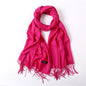 Écharpe tendance pour femme, couleur unie, hijab d'hiver, pompons, long châle, style cachemire, pashmina, bandana