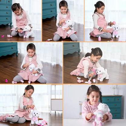 Jouet interactif électronique en peluche pour enfant, qui secoue la queue, fait semblant de s'habiller, chien en peluche qui aboie et marche avec laisse