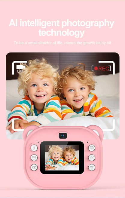 Kids Instant Print Camera Mini Digital Camera Photography Video Camera Toys Inkless Printing Thermal Print Camera for Girls Boys
