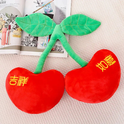 Peluche cerise dessin animé Kawaii, plantes en peluche, nourriture, cerise rouge, coussin, mignon, doux, jouets pour enfants, cadeau, décoration