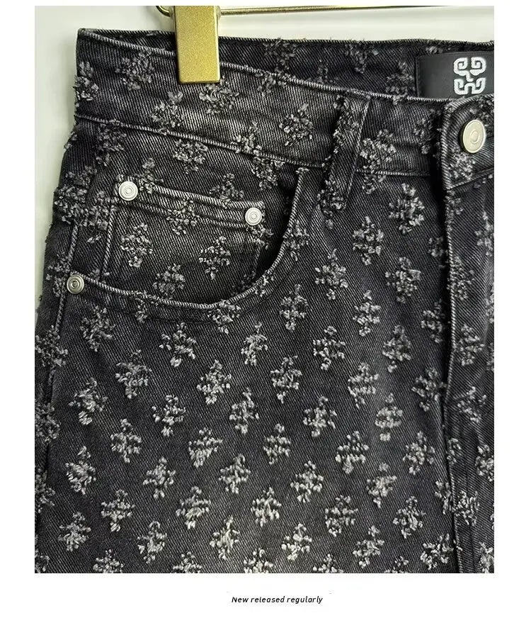 Ccowboy Shorts Men's Summer Workwear Pants Loose Straight Leg Mid Length Pants Elastic Waist American High Street Trendy Shorts