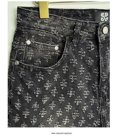 Ccowboy Shorts Men's Summer Workwear Pants Loose Straight Leg Mid Length Pants Elastic Waist American High Street Trendy Shorts