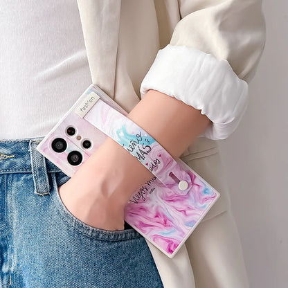 SoCouple Wrist Strap Case For iPhone 11 Case For iPhone 14 13 12 15 Pro Max X XR XS 8 7 Plus SE Gradient Soft Phone Holder Cover