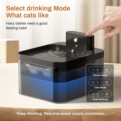 Fontaine à eau automatique pour chat, chargement sans fil 5 V, 2,2 L, avec détecteur de mouvement, pour animaux de compagnie