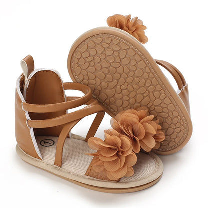 Girls' Sandals 2025 Summer New Children's Flower Princess Shoes Medium Large Children's Soft Bottom High Butt Roman Shoes