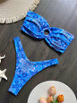 Sexy Colorful Floral Printed Bandeau Bikini Female Swimsuit Women Swimwear Two-pieces Bikini set Bather Bathing Suit Swim K6137