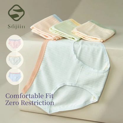 SUJIIN 3Pcs/Lot Women's Cotton Underwear Seamless Mid-waist Panties for Women Invisible Breathable Comfortable Briefs Lady XN001