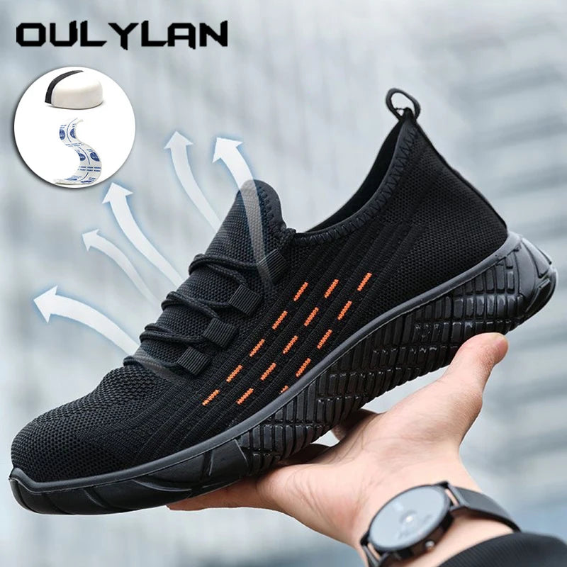 Bottes de sécurité Oulylan pour hommes, semelles solides, chaussures d'été résistantes à l'usure, embout en acier, chaussures de protection anti-écrasement pour le travail