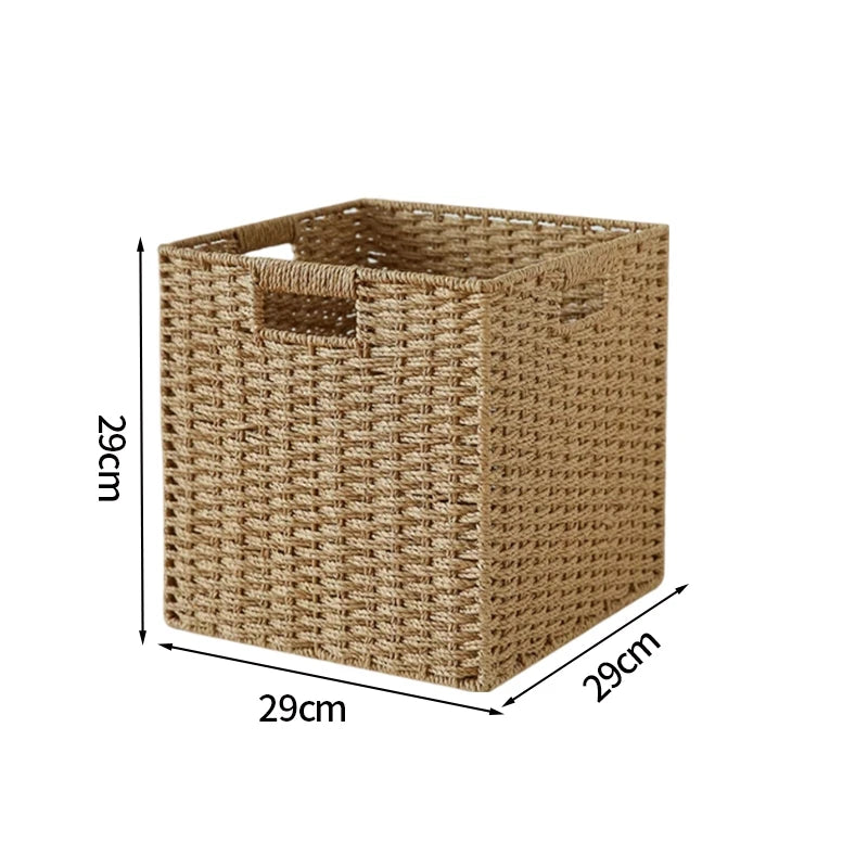 Boîte de rangement tissée à la main Grand panier Rangement de vêtements tissés Cuisine Chambre Salon Vêtements Épicerie Articles divers Organisateur