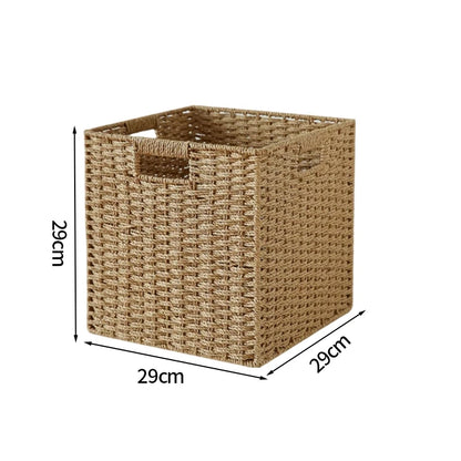 Boîte de rangement tissée à la main Grand panier Rangement de vêtements tissés Cuisine Chambre Salon Vêtements Épicerie Articles divers Organisateur