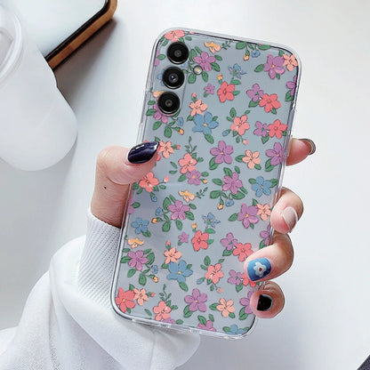 For Samsung Galaxy S23 FE Case Flowers Soft Silicone Back Case for Samsung S 23 FE Phone Cover S 23FE Coque Funda Transparent