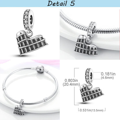 925 Sterling Silver Spots Series Charm Eiffel Tower Egypt Charms Pendant Fit MULA Original Sliver Bracelets DIY Jewelry Gifts
