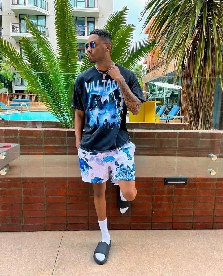 2024Summer New Digital Printing American Sports Casual Shorts Mesh Breathable and Loose Men's Short Shorts