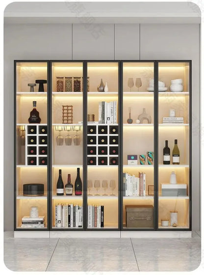 Glass Cellar Wine Cabinets Rack Showcase Storage Wall Wine Cabinet Living Room Fridge Vitrinas De Vidrio Indoor Bar Furniture