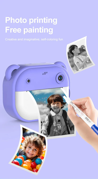 Kids Instant Print Camera Mini Digital Camera Photography Video Camera Toys Inkless Printing Thermal Print Camera for Girls Boys