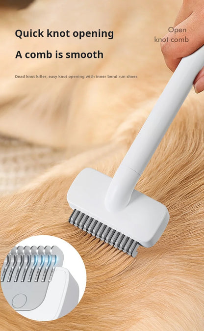 Professional Pet Comb Self Cleaning Smooth Brush for Dogs And Cats Easy to Handle Grooming Tool for Removing Floating Undercoat