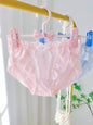 Lotus Leaf Edge High Slit Lolita Sweet Panties Japanese Cute Student Mid Waist Underwear Girl Milk Silk Triangle Pants 섹시