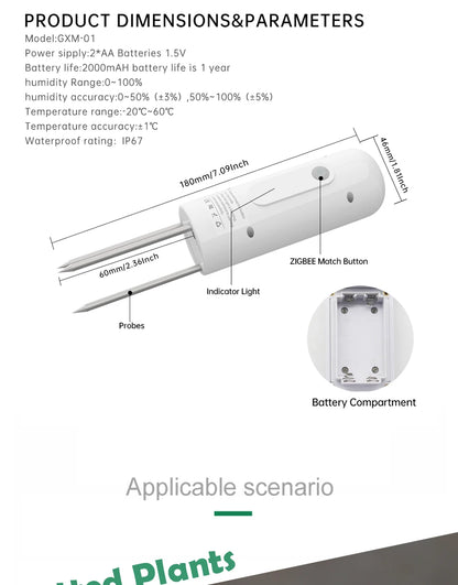 Moniteur de plantes ZIGBEE, compteur de température du sol extérieur, testeur d'humidité, capteur d'automatisation de jardin, détecteur TUYA d'irrigation