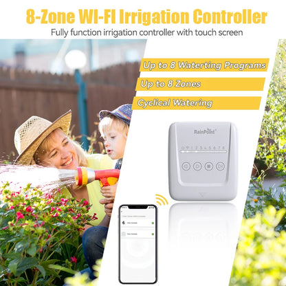 RAINPOINT 8 Zone WIFI Connect Minuterie d'arrosage Contrôleur d'irrigation de jardin Vanne d'eau Minuterie d'irrigation Système d'arrosage intelligent