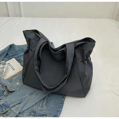 Sac fourre-tout décontracté de grande capacité, sac de voyage simple pour femme, grand sac à bandoulière, sacs à main esthétiques, sac fourre-tout à cordon