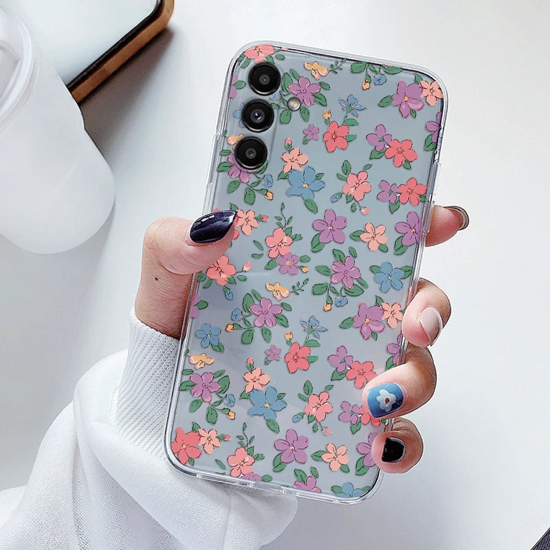 For Samsung Galaxy S23 FE Case Flowers Soft Silicone Back Case for Samsung S 23 FE Phone Cover S 23FE Coque Funda Transparent