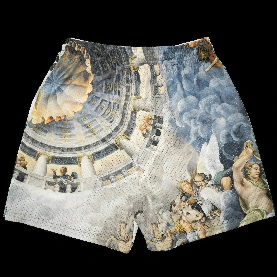 2024Summer New Digital Printing American Sports Casual Shorts Mesh Breathable and Loose Men's Short Shorts