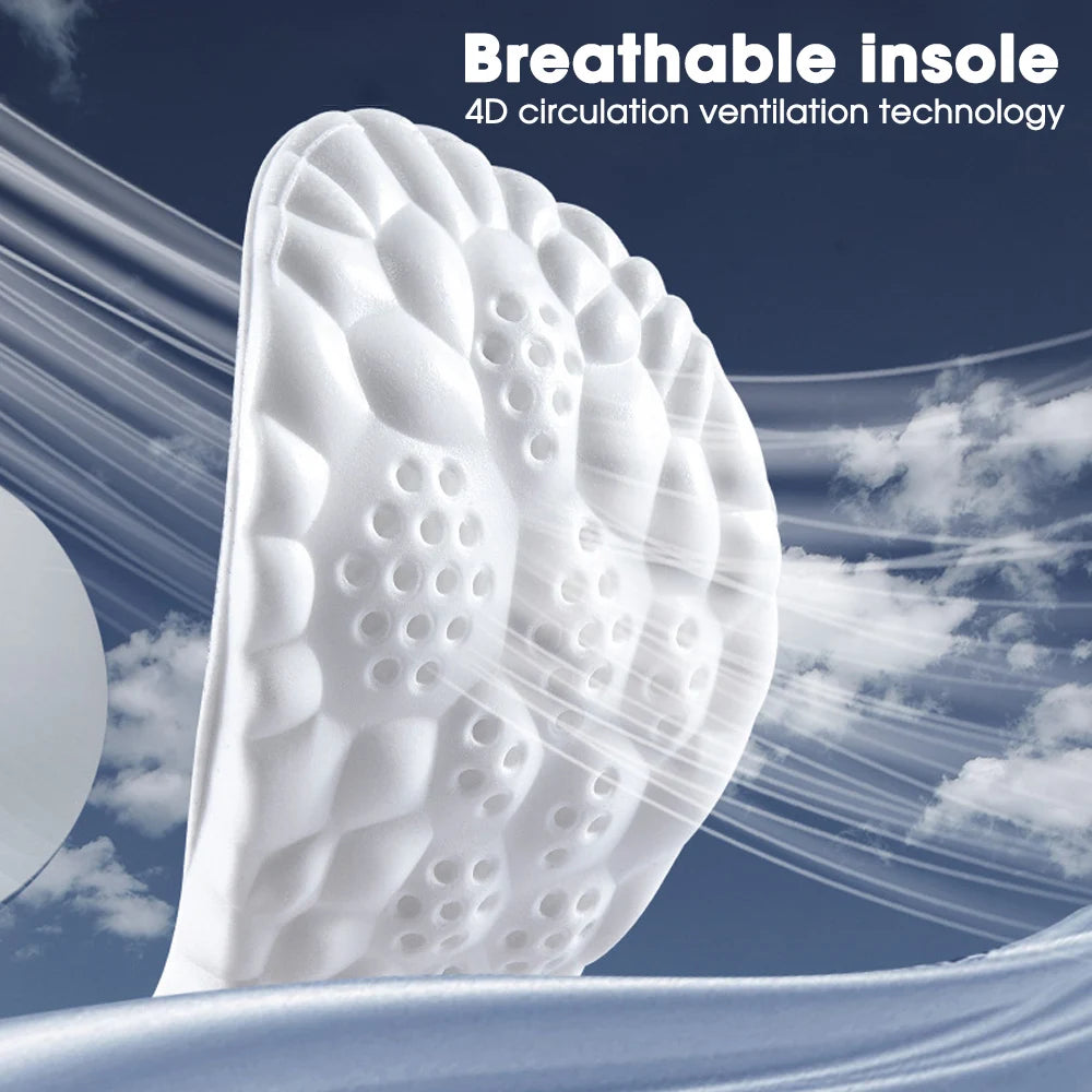 Semelles de sport en mousse 4D, coussinets de chaussures ultra-doux et hautement élastiques, coussin déodorant anti-douleur, soutien de la voûte plantaire, semelles de course à pied