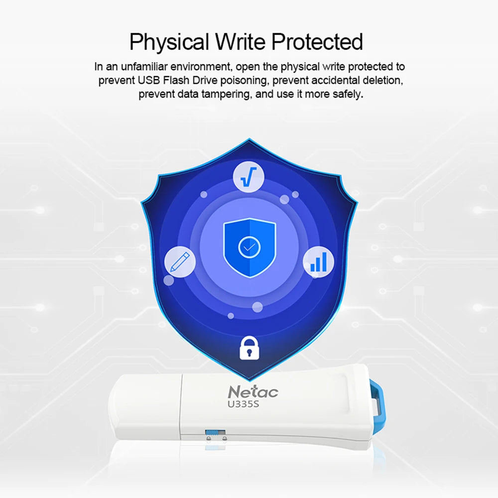 Netac Original USB 3.0 Pen Drive Write Protect U-Disk 64GB USB Flash Drive 90MB/s for Phone TV Notebook Memory OnlyDisk U335S