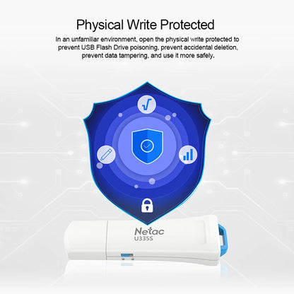Netac Original USB 3.0 Pen Drive Write Protect U-Disk 64GB USB Flash Drive 90MB/s for Phone TV Notebook Memory OnlyDisk U335S