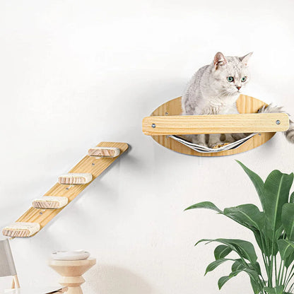 Étagères murales pour chats et échelle en corde, griffoir pour meubles pour chats, plateforme de saut en bois, jeu et sommeil pour chats