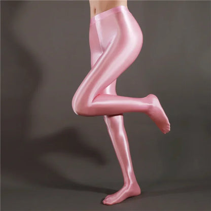 Glossy Shiny Stage Performance Leggings High Waist Fitness with Socks Skinny Yoga Trousers Women Clothing Stage Show