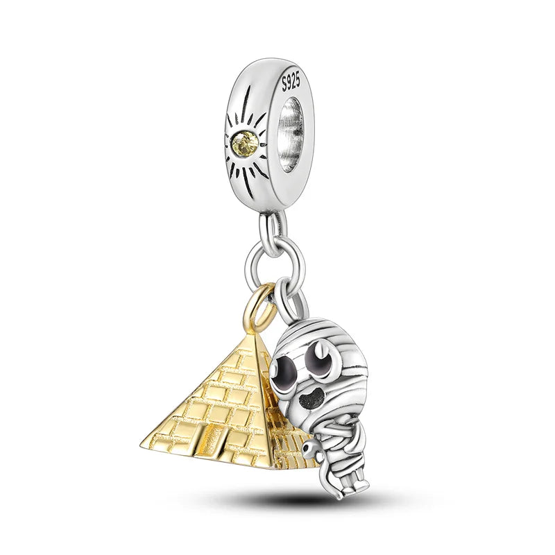 925 Sterling Silver Spots Series Charm Eiffel Tower Egypt Charms Pendant Fit MULA Original Sliver Bracelets DIY Jewelry Gifts