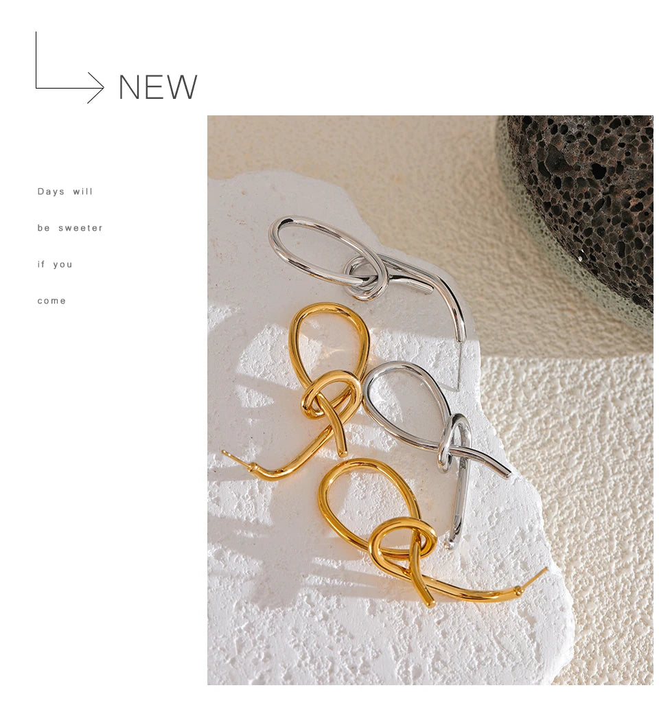 Yhpup Personalized Stainless Steel Geometric Big Drop Unusual Earrings for Women Rust Proof Texture Statement Party Jewelry