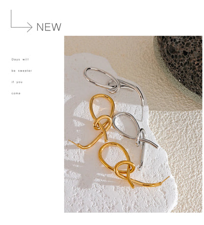 Yhpup Personalized Stainless Steel Geometric Big Drop Unusual Earrings for Women Rust Proof Texture Statement Party Jewelry