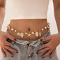 Chaîne de taille bohème d'été, pendentif en forme d'étoile de mer, coquillage, lien de taille ajouré, chaîne de corps pour bikini de plage pour femmes