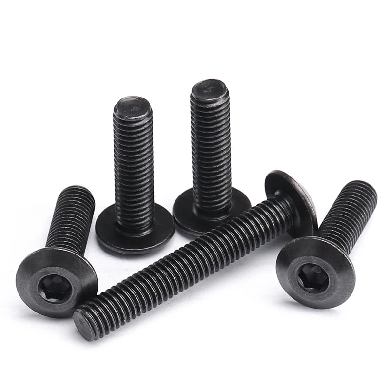 Lot de 10, 20 ou 50 vis à tête plate hexagonale à six pans creux en acier au carbone noir M3 M4 M5 M6 M8 pour meubles
