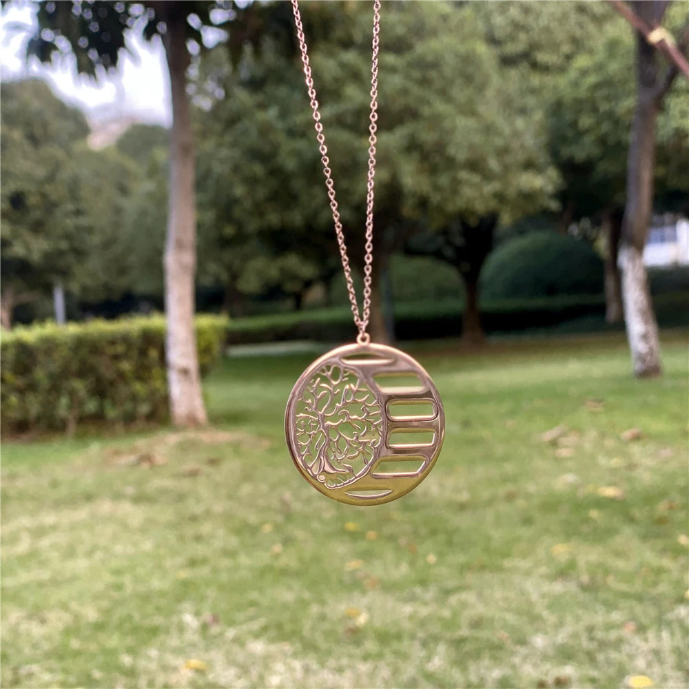 Custom Family Names Necklace Stainless Steel Personalized Name Pendant Tree Of Life 1-5 Names Birthstone For Women Birthday Gift