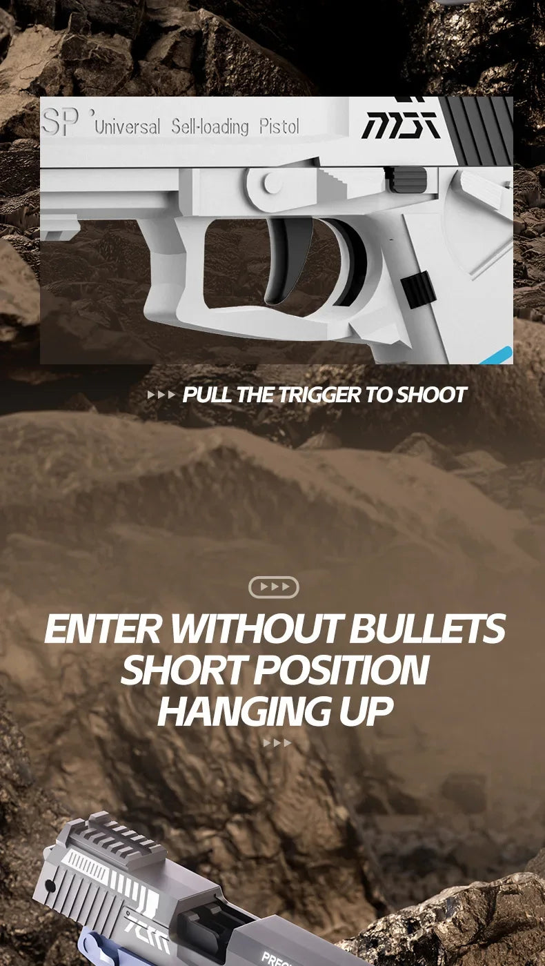 Mechanical USP Continuous Firing Throwing Shell Toy Gun Soft Bullet Airsoft Outdoor Sports CS Weapon Pistol for Boys Gift
