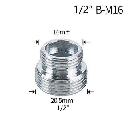 Water Faucet Coupler 1/2 To M16 M18 M20 M22 M24 M28 M32 Thread Connector Conversion Tap Adapter Fitting Bubbler Kitchen Bathroom