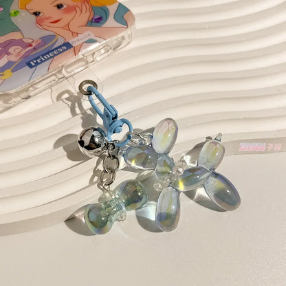 Kawaii Balloon Dog Key Chains Colorful Transparent Cartoon Dog Beautiful Bag Accessories Fashion Key Ring Pendants