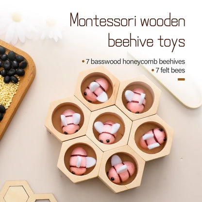 Montessori Honeycomb Wooden Toys Bee Educational Toys Assemble The Block Beehive Toys Hand-foot Coordination Toy A Gift For Baby