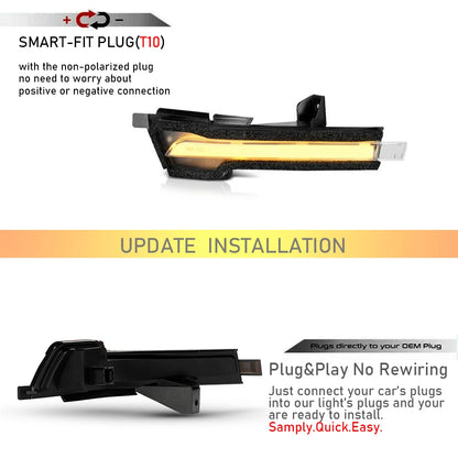 For Ford Mustang 2015-2021 Side Rear View Mirror LED Side Marker Turn Signal Repeat Blinker Lights Parking Dynamic Amber Lamp