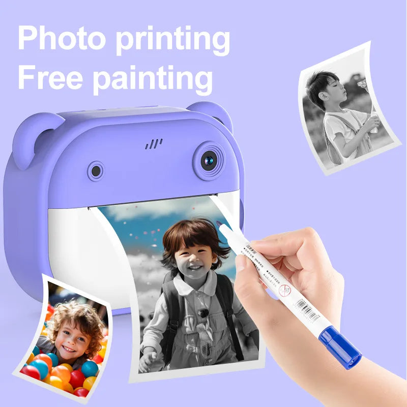 Kids Instant Print Camera Mini Digital Camera Photography Video Camera Toys Inkless Printing Thermal Print Camera for Girls Boys